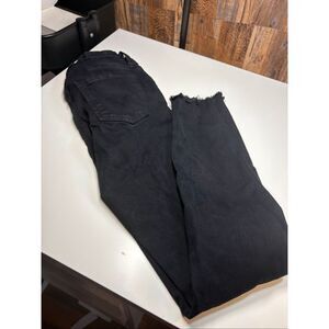 Eunina Jude Black Mid Rise Skinny Ankle Jeans Distressed Raw Hem 1 25W